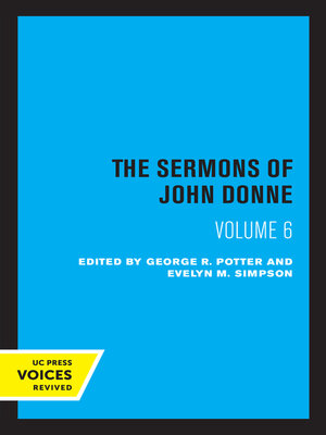 cover image of The Sermons of John Donne, Volume VI